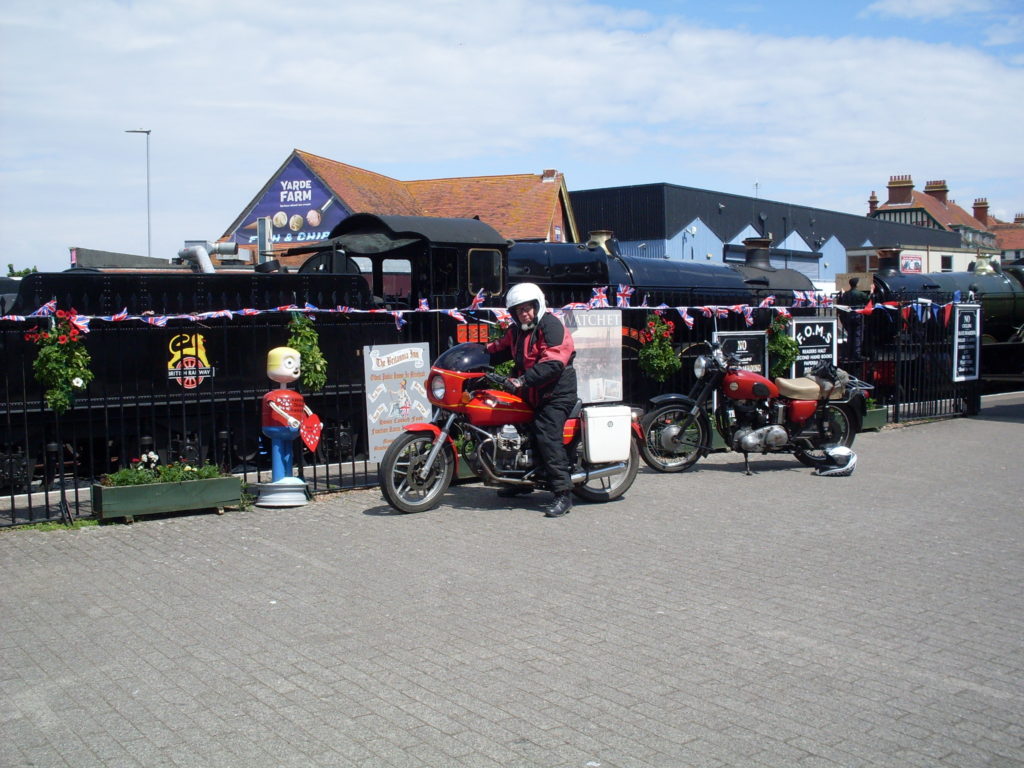 2nd stop, red bikes, black loco