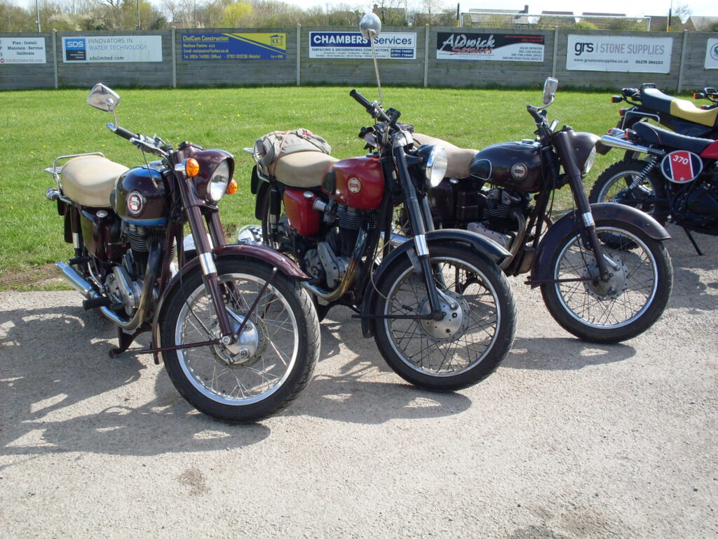 Three Ariels, displaying three varieties of front brake!