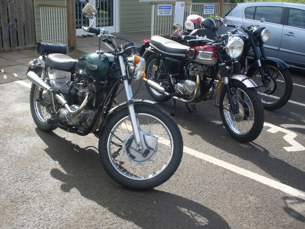 A pair of soon-not-to-be-so-gleaming Triumphs!