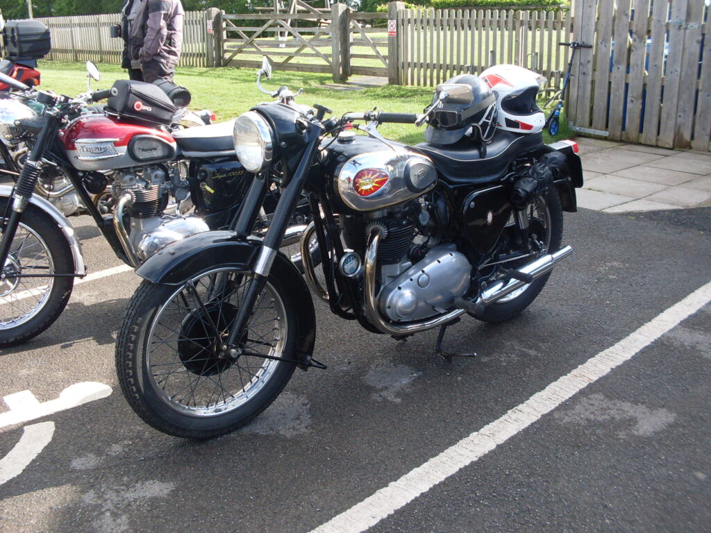 Nice big pre-unit BSA twin (carrying rain kit!)