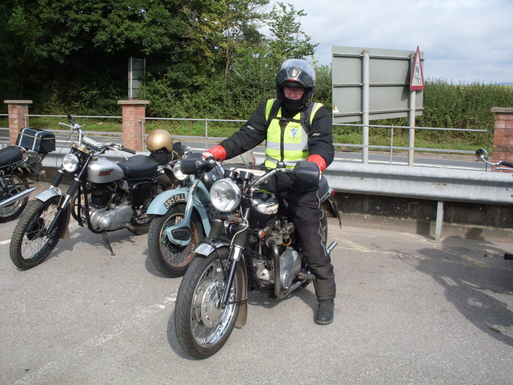 A closer picture of the rider who is moving off